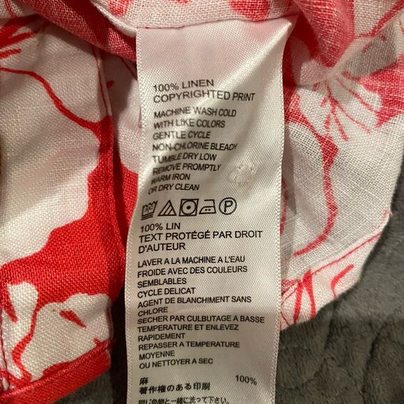 Tommy Bahama Womens Size Medium Floral Linen Button Up Roll Sleeve Top - Picture 9 of 9